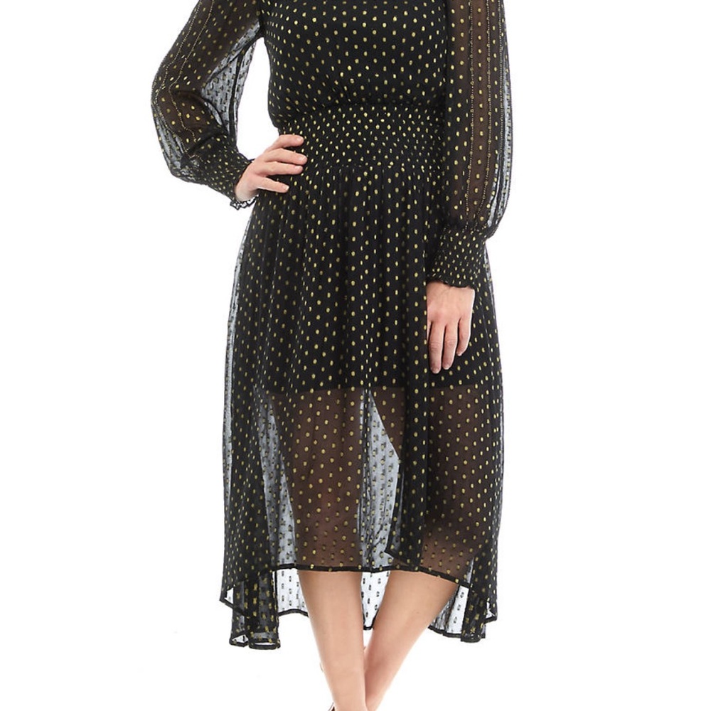 Cupio Black and Gold Bishop Sleeve Sundress